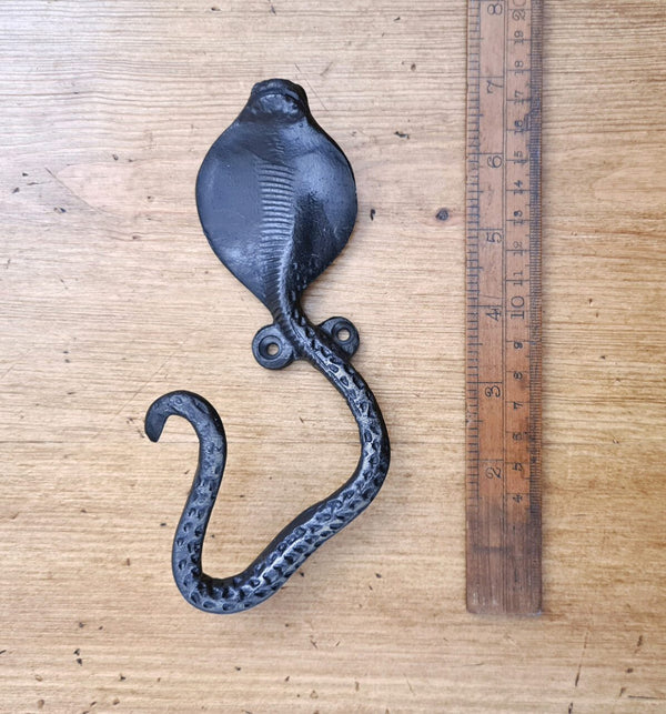 Coat Hook Single COBRA Cast Antique Iron 70 x 160mm