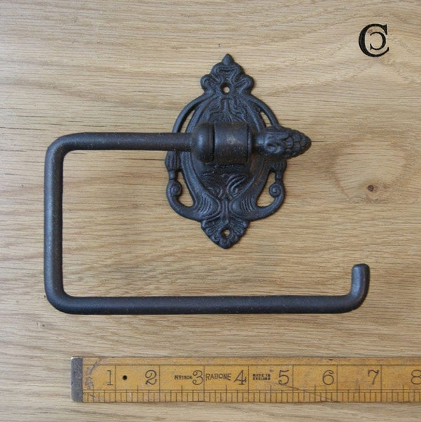 Toilet Roll Holder ACORN Finial Single Antique Iron 170mm 70.623