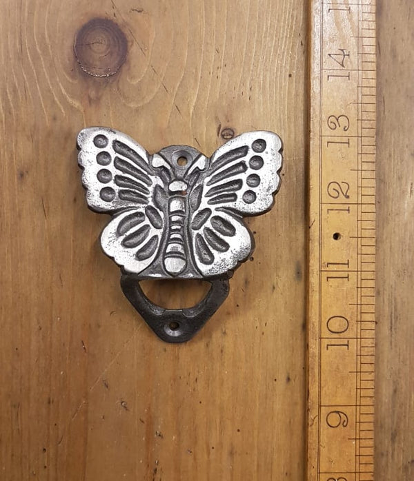 Bottle Opener Wall Mounted BUTTERFLY Cast Antique Iron