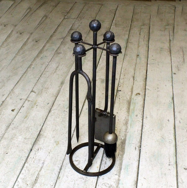 Fireside Companion Set Wrought Iron Floor Standing Antique Iron