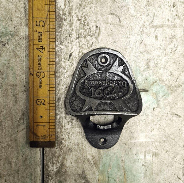 Bottle Opener Wall Mounted KRONENBOURG Cast Antique Iron