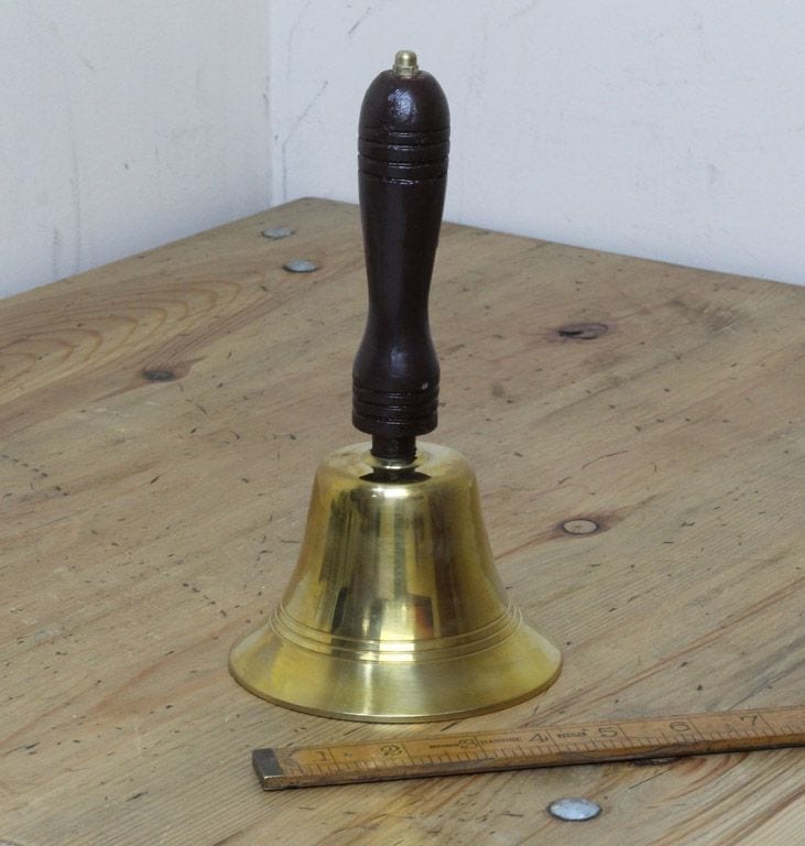 Hand BELL Brass and Teak 230mm High 120mm Diameter – Cottingham Collection
