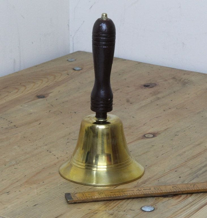 Hand BELL Brass and Teak 230mm High 120mm Diameter