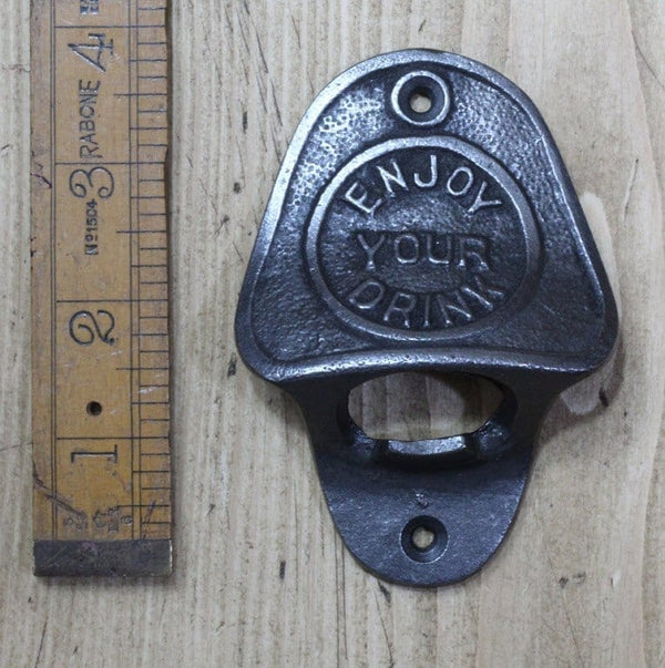 Bottle Opener Wall Mounted ENJOY YOUR DRINK Cast Iron