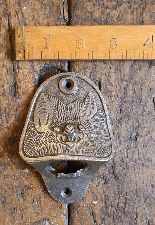 Bottle Opener Wall Mounted BAT FACE Cast Antique Iron