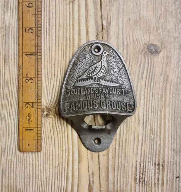 Bottle Opener Wall Mounted FAMOUS GROUSE Cast Antique Iron