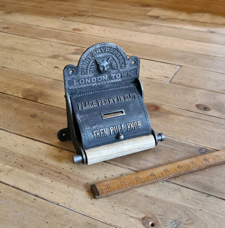 Toilet Roll Holder Lid LONDON TOWN Penny Slot Antique Iron 150mm