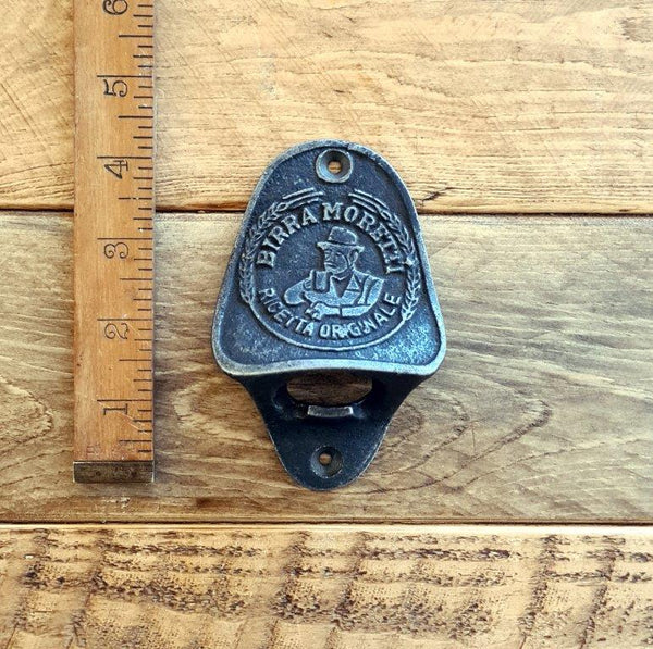 Bottle Opener Wall Mounted BIRRA MORETTI Cast Iron