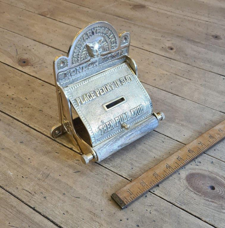Toilet Roll Holder Lid LONDON TOWN Penny Slot Solid Brass 150mm