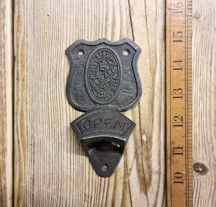 Bottle Opener Plaque Wall Mount MOORS&amp;ROBSON ALES Iron 150mm