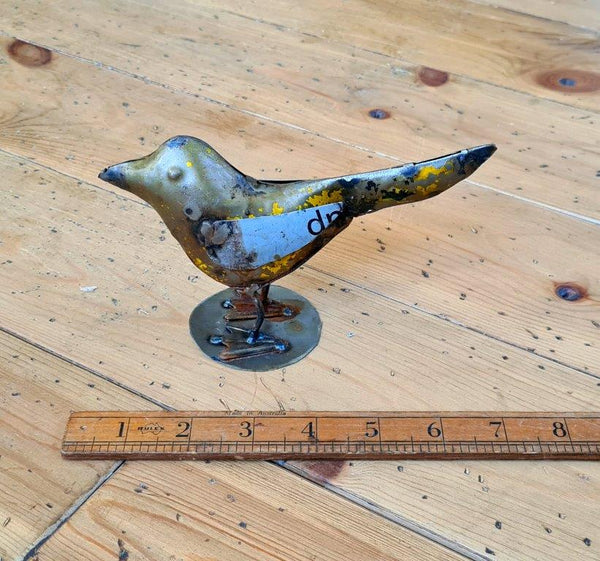 Ornament Tin BIRD Sparrow Upcycled Sheet Metal 160mm x 120mm (P73)
