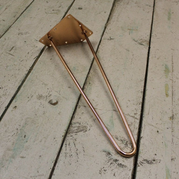 Hairpin Leg 2 Prong Polished Copper 400mm