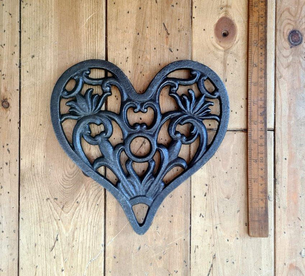 Trivet HEART SHAPE Cast Antique Iron 230mm