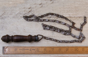 Cast Iron and Teak Toilet pull chain